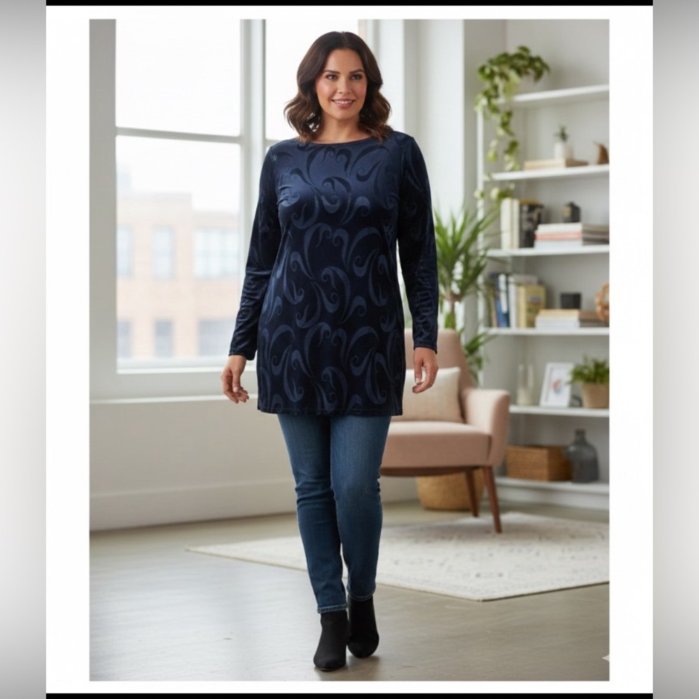 Chico's Blue Sheath Long Sleeve Cocktail Dress
